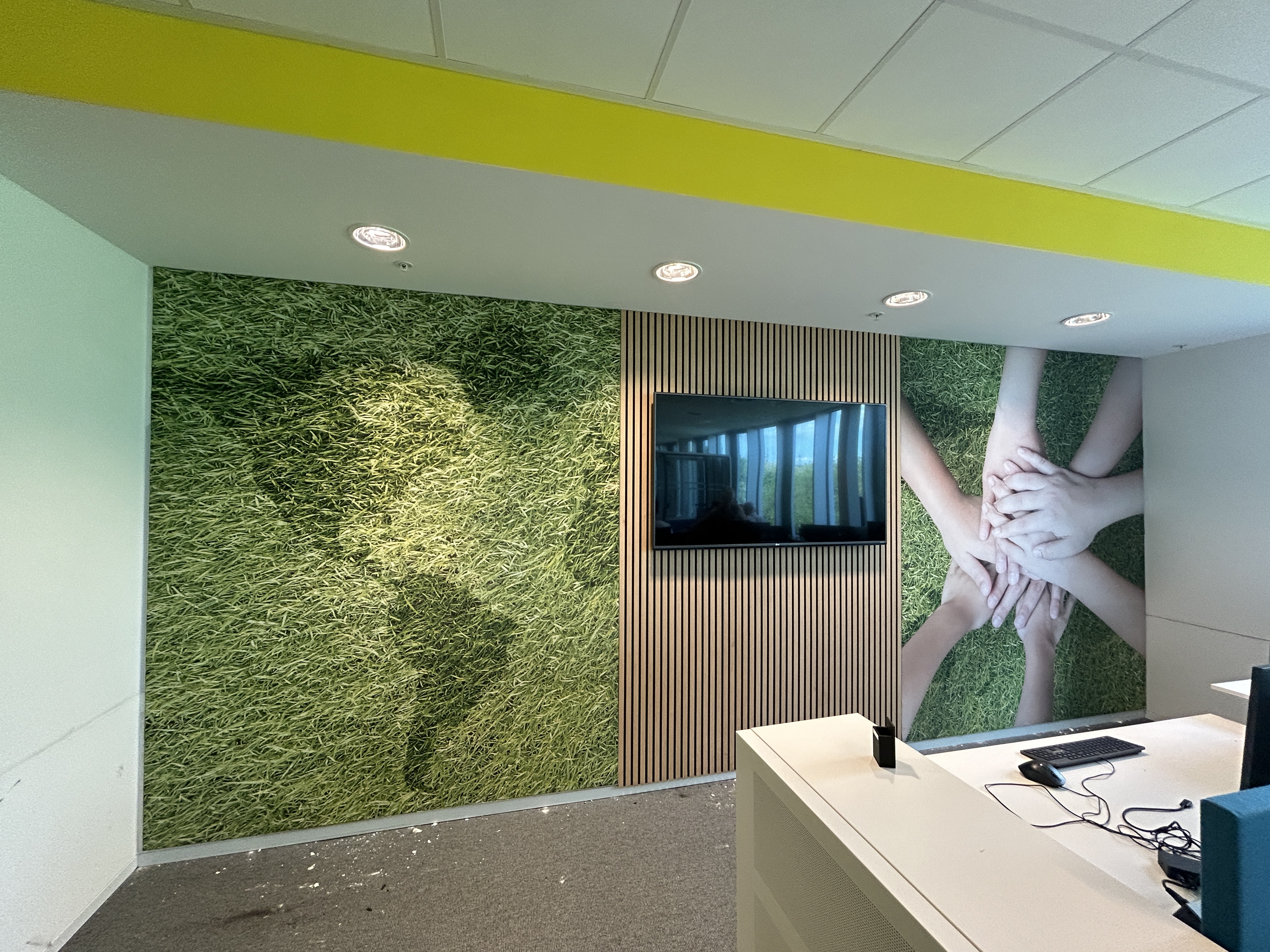 Wandbekleding houtlook + Decoframes